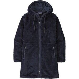 Patagonia Women’s Lonesome Mesa Hooded Parka Pitch Blue Size M Fuzzy Warm Long
